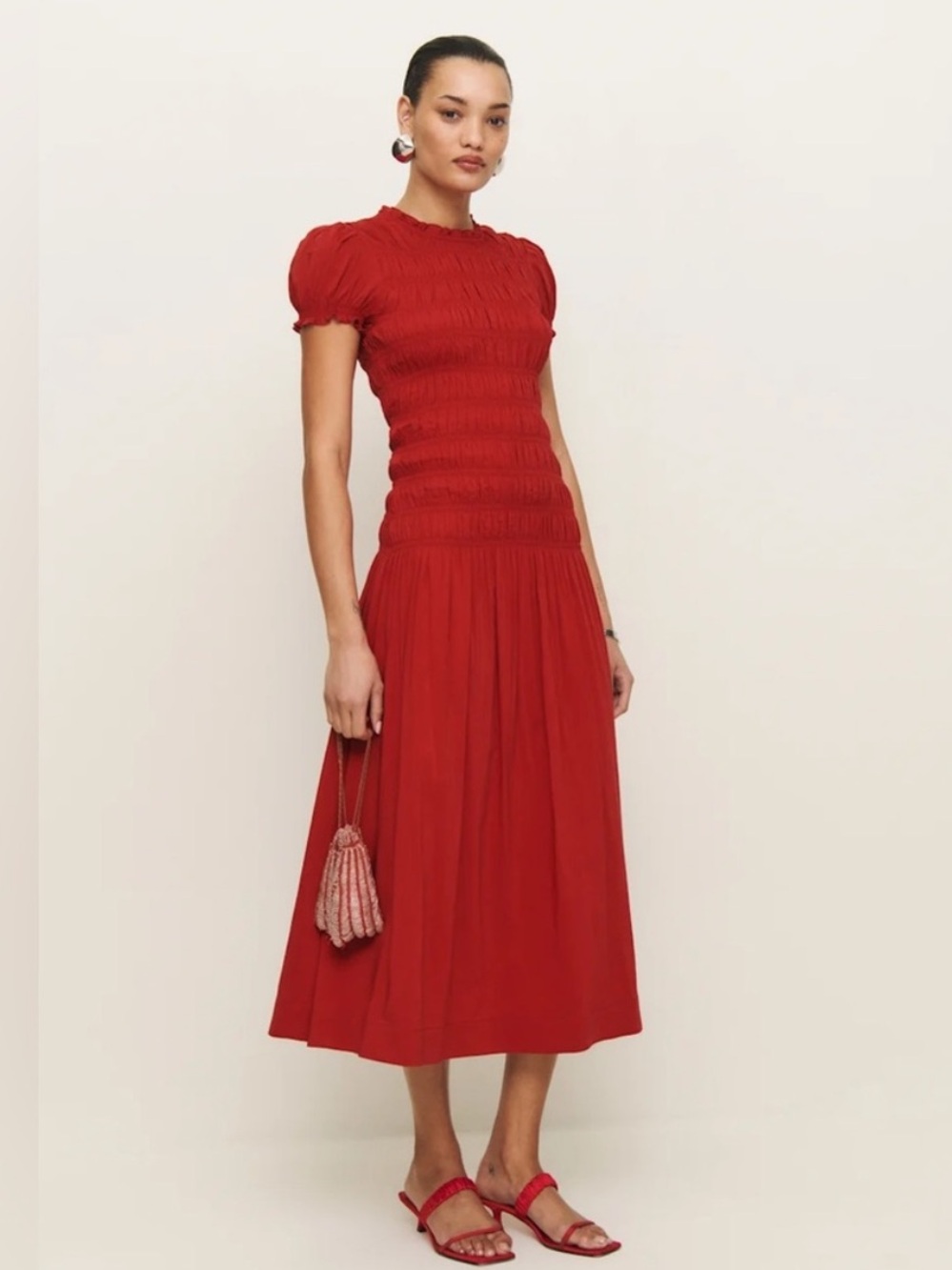 Reformation Kiria Smocked Midi Dress 0
